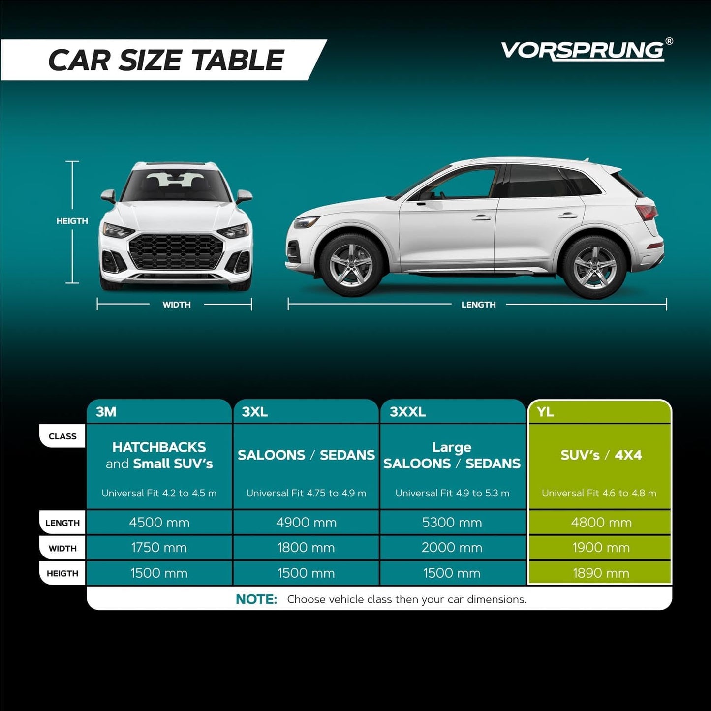 Vorsprung® Universal Car Cover | Waterproof, All-Weather Snowproof & UV Protection | Fits Hatchbacks, SUVs, and Saloons