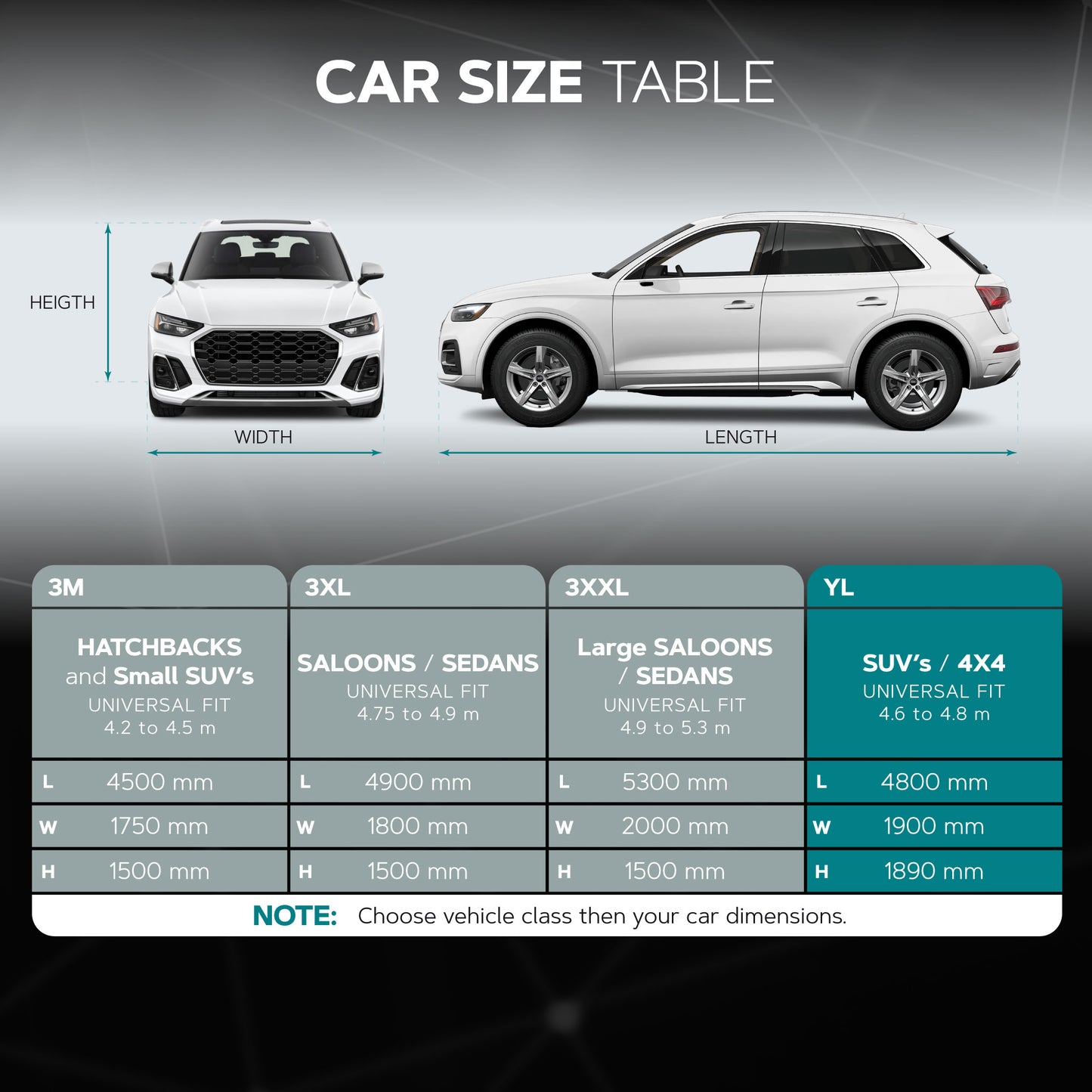 Vorsprung® Universal Car Cover | Waterproof, All-Weather Snowproof & UV Protection | Fits Hatchbacks, SUVs, and Saloons