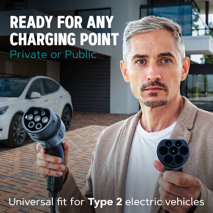 EV Charging Cable -  Type 2 to Type 2 | 3 to 15 Metre | Up to 7.6kw | Male To Female | Free Carry Bag