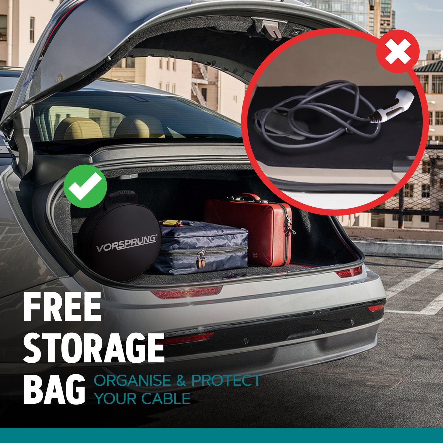 EV Charging Cable -  Type 2 to Type 2 | 3 to 15 Metre | Up to 7.6kw | Male To Female | Free Carry Bag