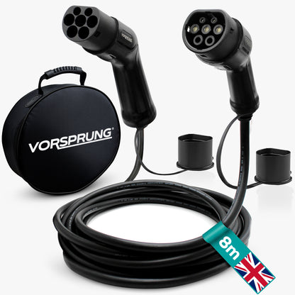 EV Charging Cable -  Type 2 to Type 2 | 3 to 15 Metre | Up to 7.6kw | Male To Female | Free Carry Bag