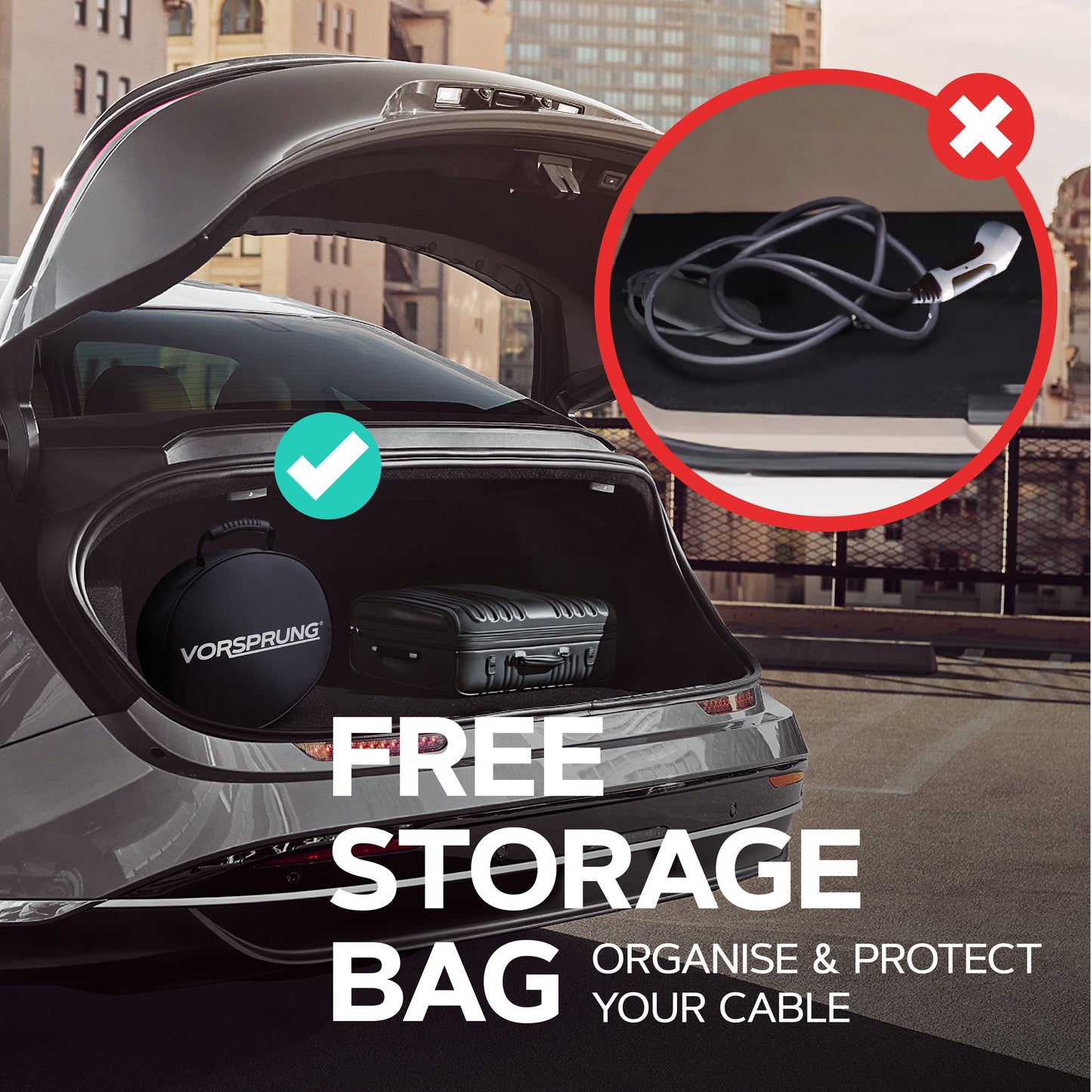 10A to UK 3 Pin | 2.2kW | Type 2 to 3 Pin Plug Portable EV Charger | Granny Charger | 5 to 10 Metres | Charge anywhere | Free Carry Bag