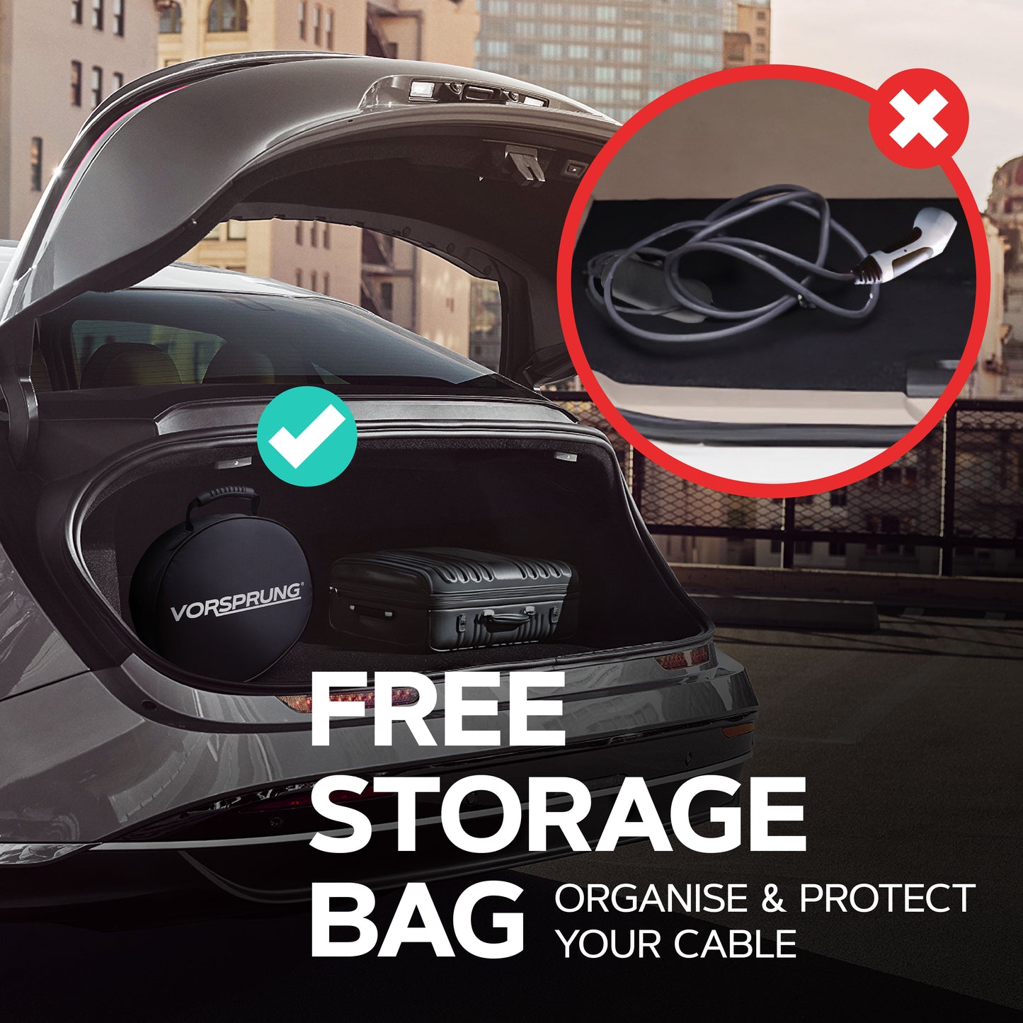 CEE Plug to Type 2 32A Portable EV Charger | Commando Socket / Plug |  5 to 8 Metres | 10A to 32A Variable | Up to 7.4kW | Free Carry Bag