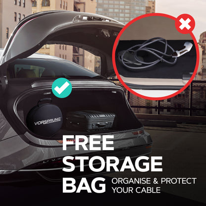CEE Plug to Type 2 32A Portable EV Charger | Commando Socket / Plug |  5 to 8 Metres | 10A to 32A Variable | Up to 7.4kW | Free Carry Bag