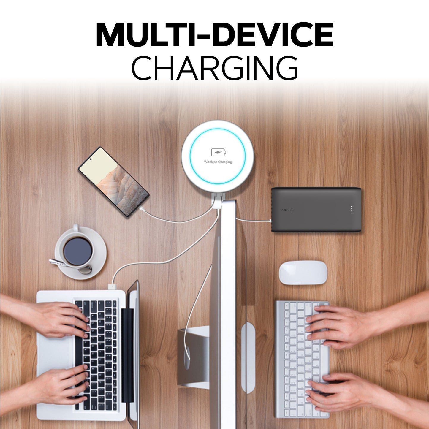 Motorised Retractable Pop Up Sockets  QI Wireless Charging Pad | 2x USB Ports | 3x UK Plugs | Touch to Activate and Raise | In-Built Motor and touch sensor | Multi Device Power and Charging | Cut Out Diameter : 100mm