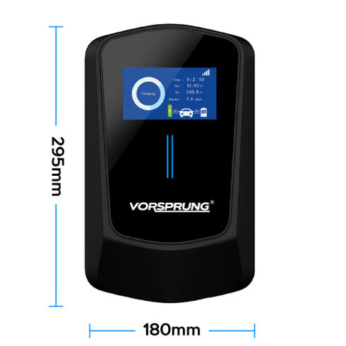 VoltRider - EV Wall Charger | LCD Screen / Smart App | 7.4kW | Type 2 | Single Phase for Home / Business | 5m Cable included | Indoor/Outdoor | Universal Charger