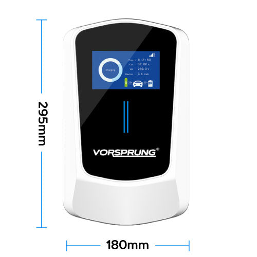 Titan Pro White - EV Charger | LCD Screen / Smart App | 7.4kW | Type 2 | Single Phase for Home / Business | 5m Cable included | Indoor/Outdoor | Universal Wall Box