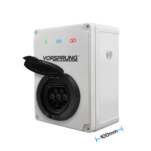 Cyber (White) - EV Charger | Simple Plug & Play | 7.4kW | Type 2 Socket | Single Phase for Home / Business | Indoor/Outdoor | Universal Wall Box