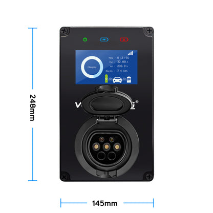 CyberPro -  EV Charger | LCD Screen / Smart App | 7.4kW | Type 2 Socket | Single Phase for Home / Business | Indoor/Outdoor | Universal Wall Box