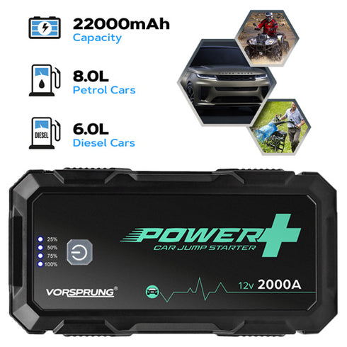 VORSPRUNG™ Power Plus - 22 000 mAh | 2000A | Démarreur de voiture