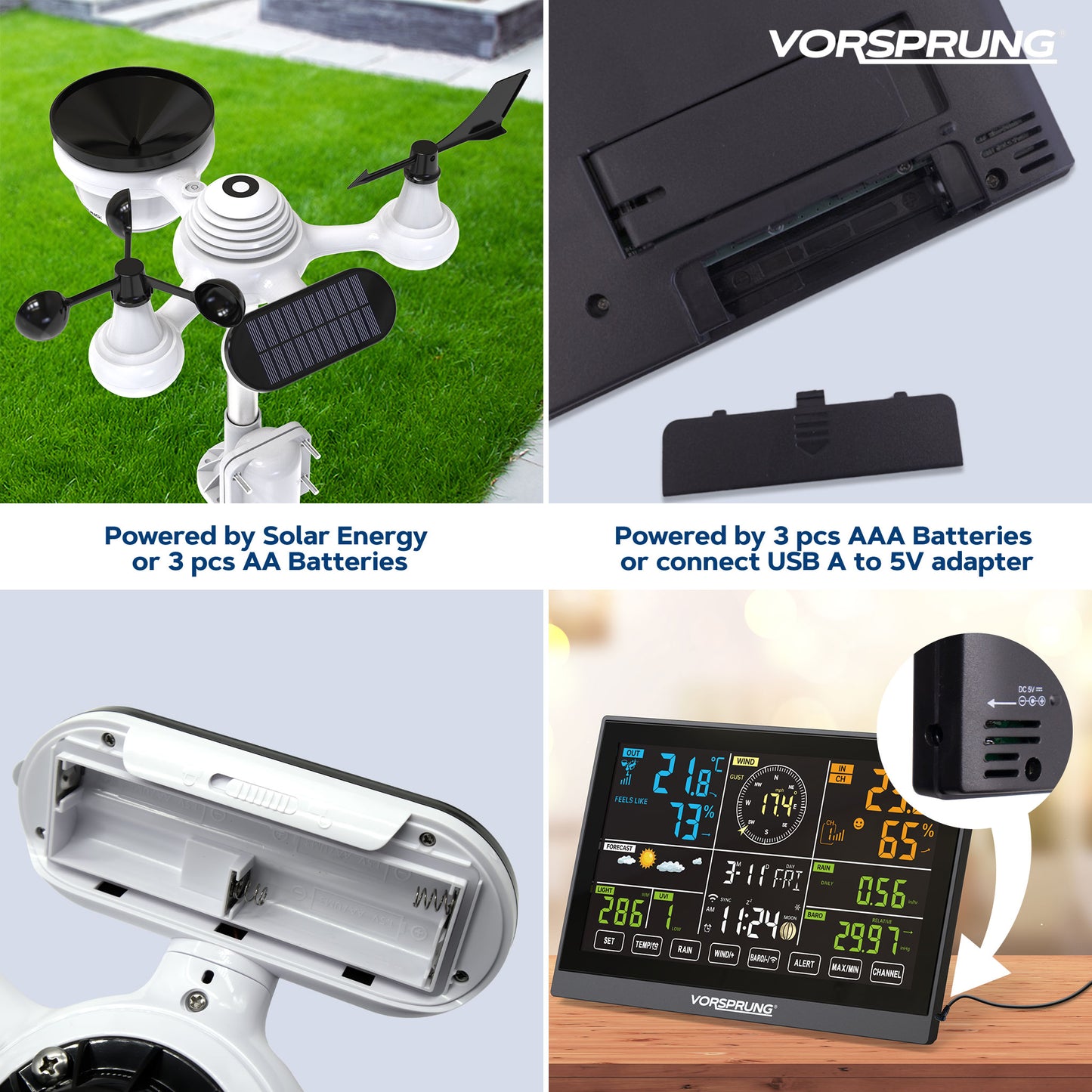 Station météo WiFi avec capteurs sans fil extérieurs 