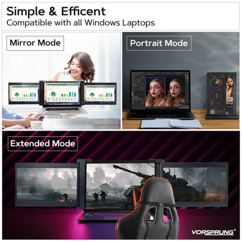 Triple Portable Monitor for Laptop | 11.6" | 1080P HD | Compatible with 13"-16" Laptops