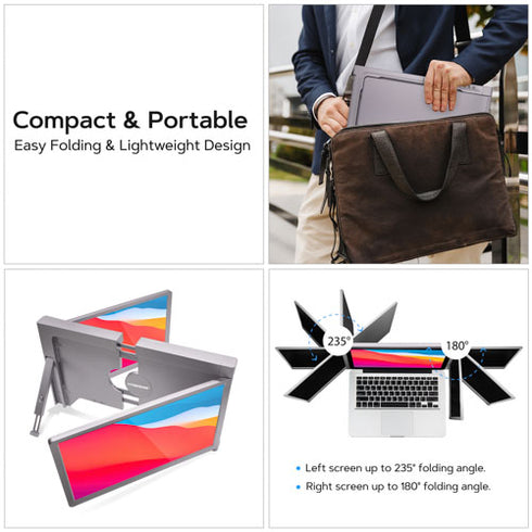 Moniteur portable triple Macbook pour ordinateur portable | 11,6" | HD 1080P | Compatible avec MacBook Air et Pro 13"-16" 