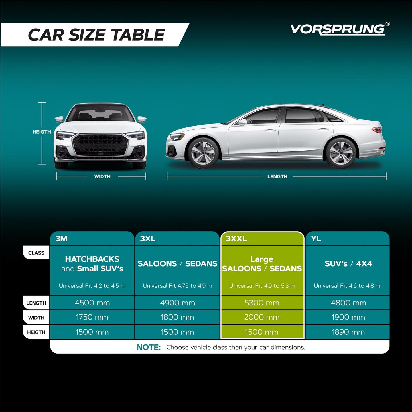 Vorsprung Universal Car Cover | Waterproof, Snowproof, UV & Wind Protection | All-Weather Outdoor Full Cover | Universal Fit