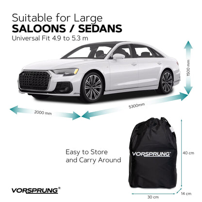 Vorsprung Universal Car Cover | Waterproof, Snowproof, UV & Wind Protection | All-Weather Outdoor Full Cover | Universal Fit