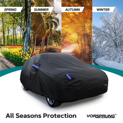 Vorsprung Universal Car Cover | Waterproof, Snowproof, UV & Wind Protection | All-Weather Outdoor Full Cover | Universal Fit