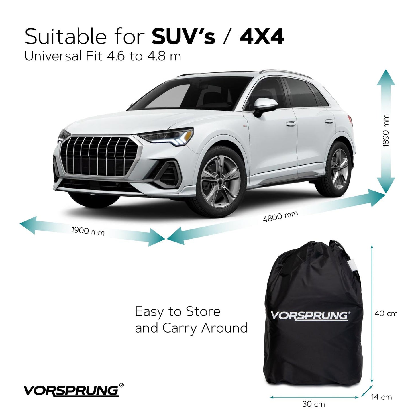 Vorsprung Universal Car Cover | Waterproof, Snowproof, UV & Wind Protection | All-Weather Outdoor Full Cover | Universal Fit