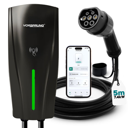 Alpha - EV Charger | Tethered | 7.4kW | Type 2 | Single Phase for Home / Business | 5m Cable included | Indoor/Outdoor | Universal Wall Box