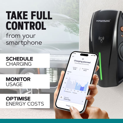 Alpha Max (Untethered) - 7.4kW EV Charger | RFID, Ethernet and WiFi Connectivity | Type 1 & Type 2 | Single Phase, Adjustable Power, Smart App | 5-Year Warranty
