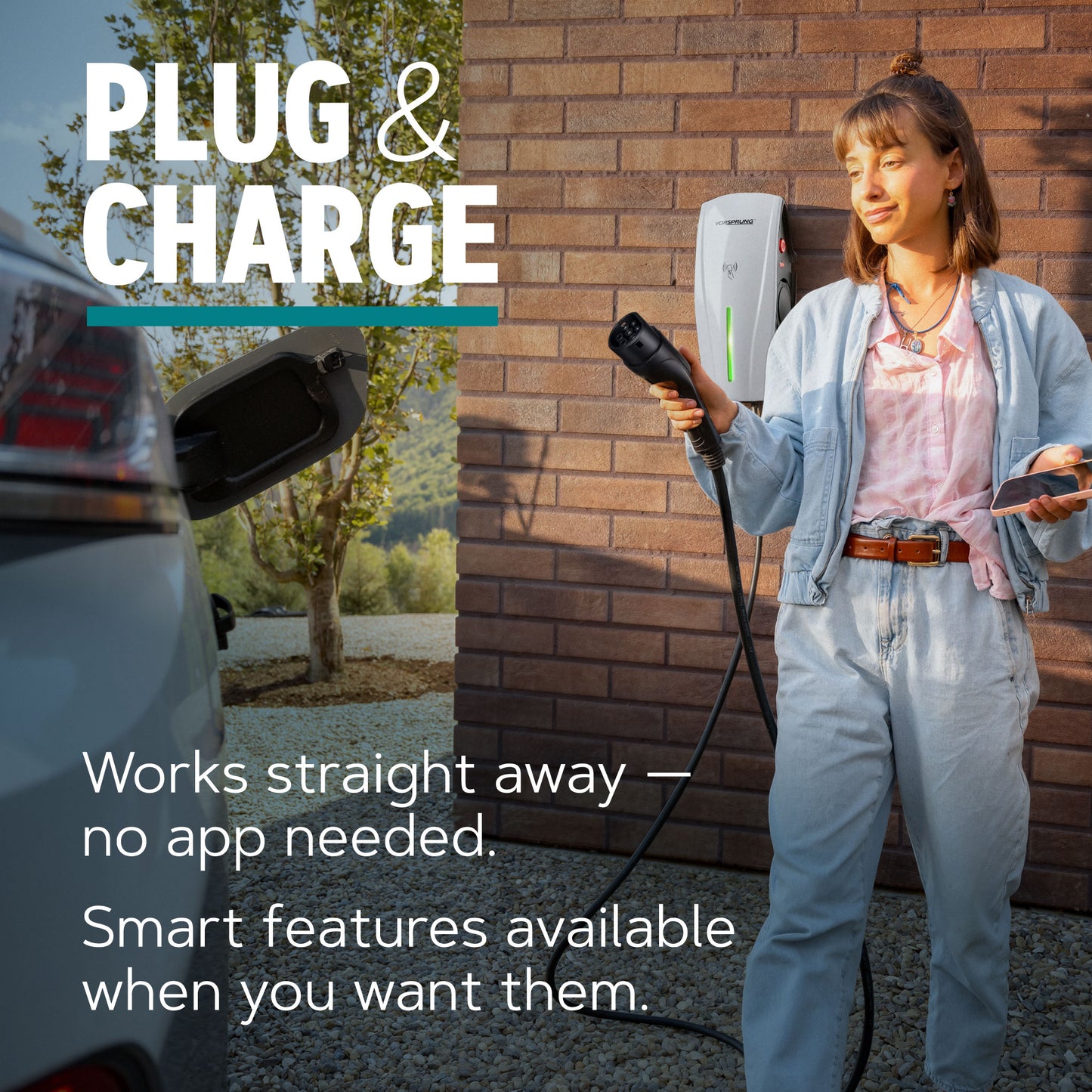 Alpha Max (Untethered) - 7.4kW EV Charger | RFID, Ethernet and WiFi Connectivity | Type 1 & Type 2 | Single Phase, IP55, Adjustable Power, Smart App | 5 Year Warranty