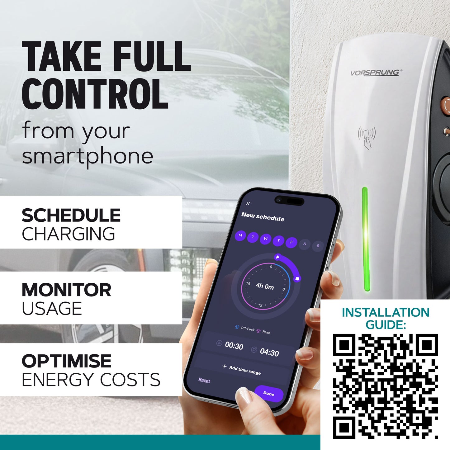 Alpha Max (Untethered) - 7.4kW EV Charger | RFID, Ethernet and WiFi Connectivity | Type 1 & Type 2 | Single Phase, IP55, Adjustable Power, Smart App | 5 Year Warranty