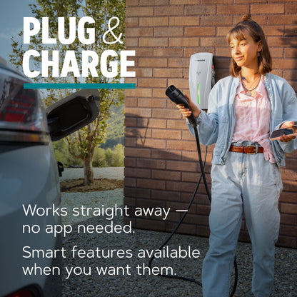 Alpha Max (Tethered) - 7.4kW EV Charger | RFID, Ethernet and WiFi Connectivity | Type 2 | Single Phase, IP65, 5m Cable, Adjustable Power, Smart App | 5 Year Warranty