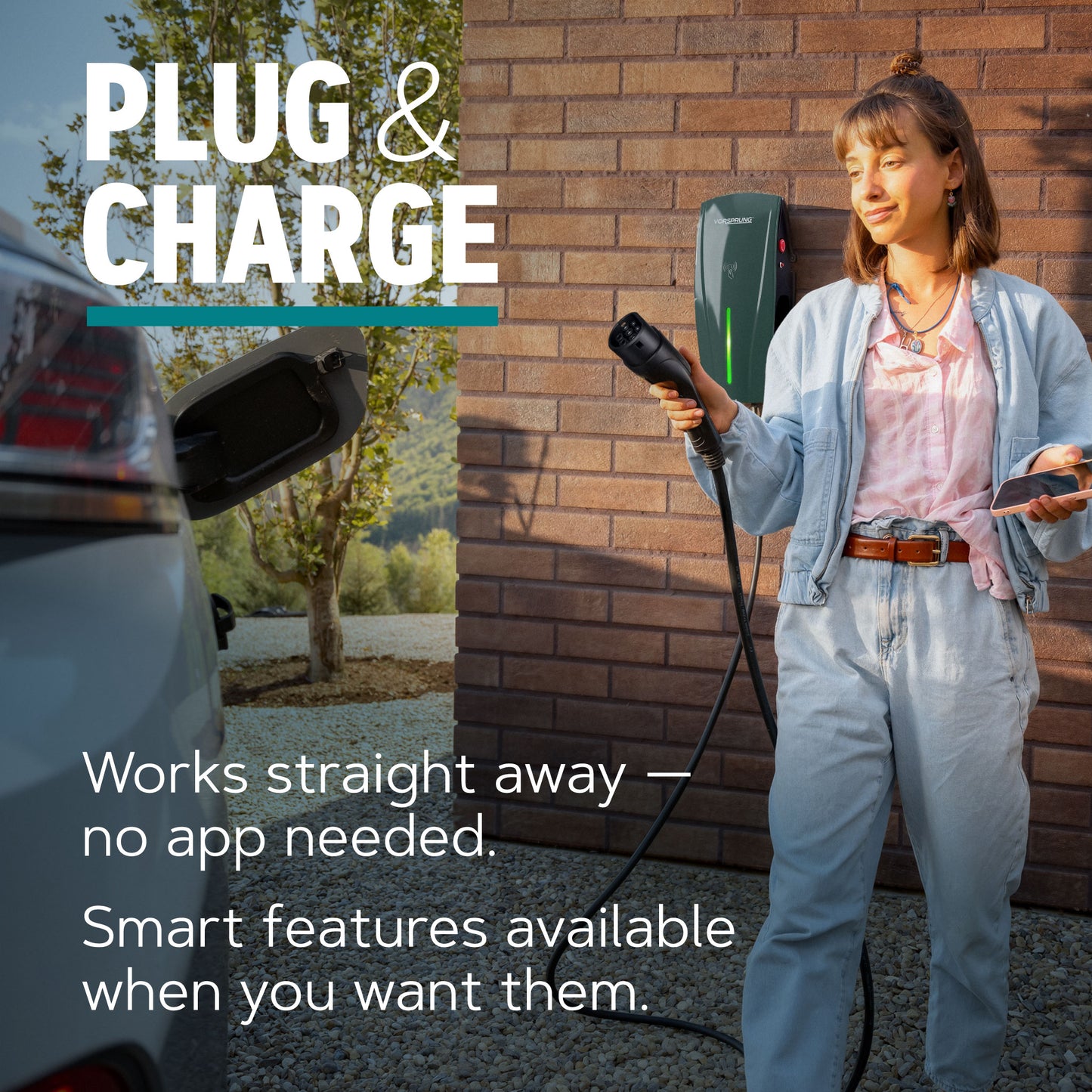 Alpha Max (Untethered) - 7.4kW EV Charger | RFID, Ethernet and WiFi Connectivity | Type 1 & Type 2 | Single Phase, IP55, Adjustable Power, Smart App | 5 Year Warranty | Dark Slate Grey