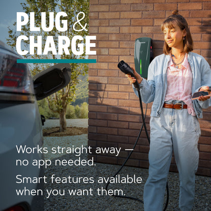 Alpha Max (Untethered) - 7.4kW EV Charger | RFID, Ethernet and WiFi Connectivity | Type 1 & Type 2 | Single Phase, IP55, Adjustable Power, Smart App | 5 Year Warranty | Dark Slate Grey