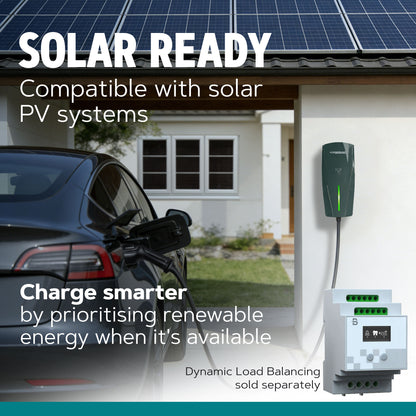 Alpha Max (Tethered) - 7.4kW EV Charger | RFID, Ethernet and WiFi Connectivity | Type 2 | Single Phase, IP65, 5m Cable, Adjustable Power, Smart App | 5 Year Warranty | Dark Slate Grey
