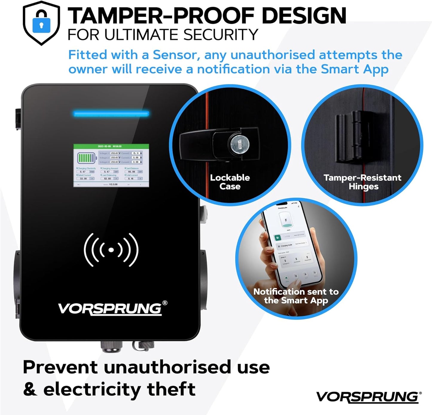 TwinCharger (Socket) - EV Charger | 14kW (2 x 7.4kW) | Charge 2 Cars At Once | Solar Compatible with LCD & Smart App | Single Phase for Home, Commercial or Business Use | 2 x Type 2 sockets | Indoor/Outdoor | Universal Wall Box