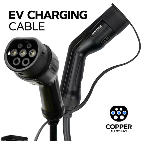 EV Charging Cable -  Type 2 to Type 2 | 3 to 15 Metre | Up to 7.6kw | Male To Female | Free Carry Bag